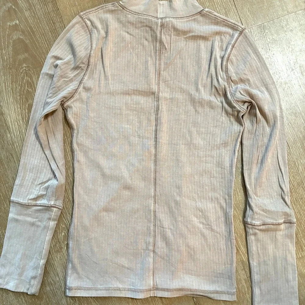 Intimately Free People Rickie Mock Neck Long Sleeve Top Neutral Boho Medium